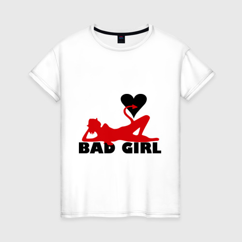 Женская футболка хлопок Bad girl with heart