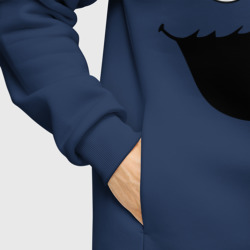 Худи с принтом Cookie Monster face 2 для женщины, вид на модели спереди №6. Цвет основы: темно-синий