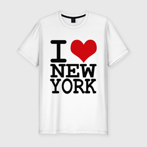 Мужская футболка хлопок Slim I love New York (NY), цвет белый