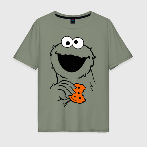 Мужская футболка хлопок Oversize Cookie monsters - с печеньем, цвет авокадо