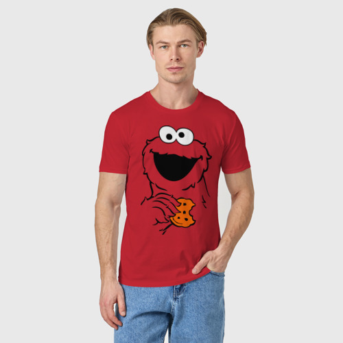 Мужская футболка хлопок Cookie monsters - с печеньем, цвет красный - фото 3