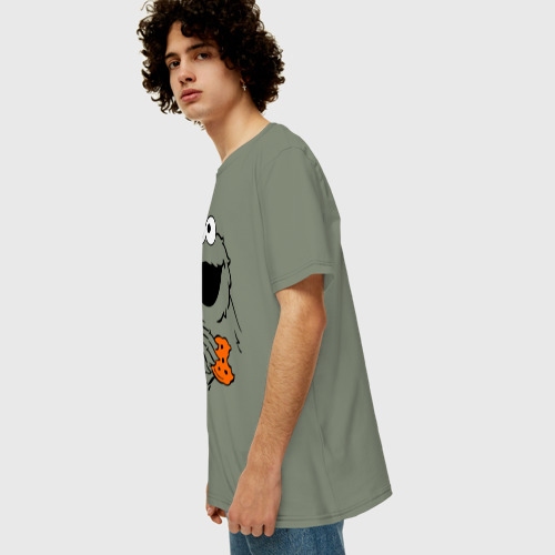 Мужская футболка хлопок Oversize Cookie monsters - с печеньем, цвет авокадо - фото 5