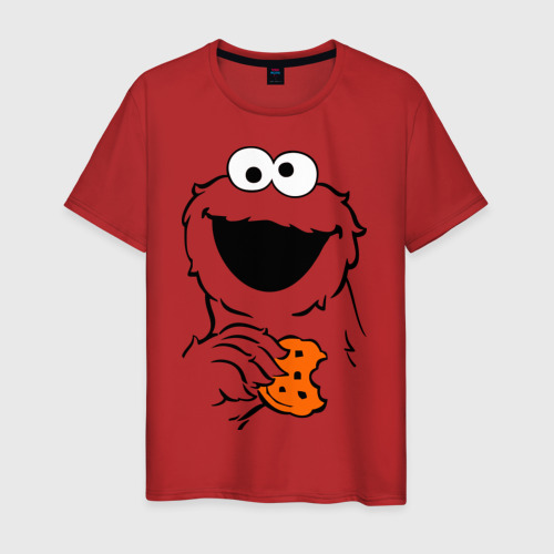 Мужская футболка хлопок Cookie monsters - с печеньем, цвет красный
