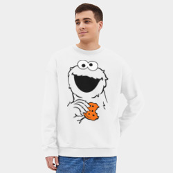 Мужской свитшот oversize без начеса хлопок Cookie monsters - с печеньем - фото 2