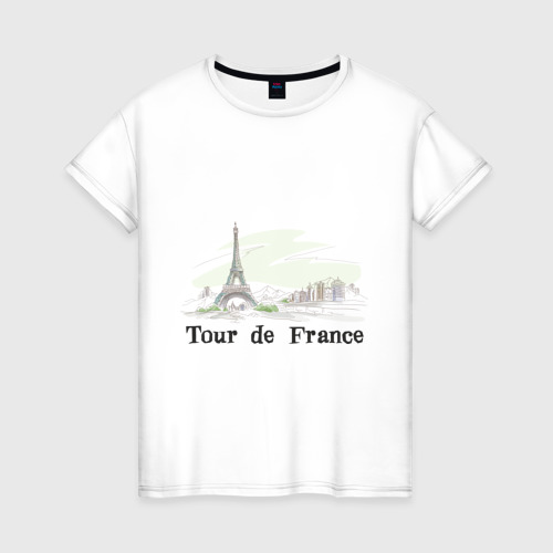 Женская футболка хлопок Тур по Франции, цвет белый