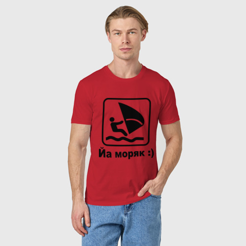 Мужская футболка хлопок Йа моряк, цвет красный - фото 3