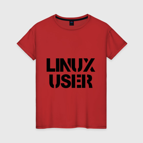 Женская футболка хлопок Linux User, цвет красный