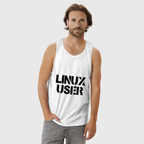 Мужская майка хлопок Linux User, цвет белый - фото 3