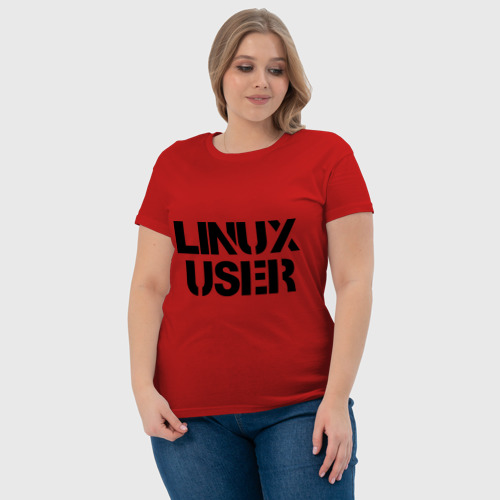 Женская футболка хлопок Linux User, цвет красный - фото 6