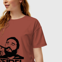 Женская футболка хлопок Oversize Фидель Кастро - фото 2