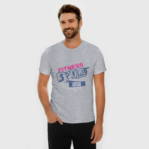 Мужская футболка хлопок Slim Fitness Sport, цвет меланж - фото 3