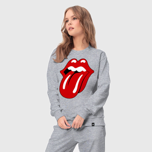 Женский костюм хлопок Rolling Stones язык, цвет меланж - фото 5