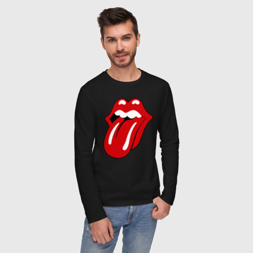 Мужской лонгслив хлопок Rolling Stones язык, цвет черный - фото 3
