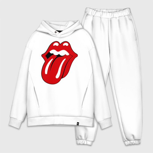 Мужской костюм oversize хлопок Rolling Stones язык, цвет белый