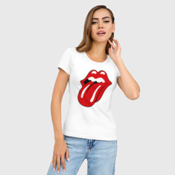 Женская футболка хлопок Slim Rolling Stones язык - фото 2