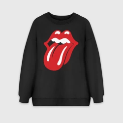 Женский свитшот oversize без начеса хлопок Rolling Stones язык