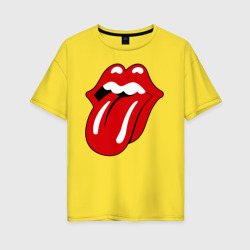 Женская футболка хлопок Oversize Rolling Stones язык