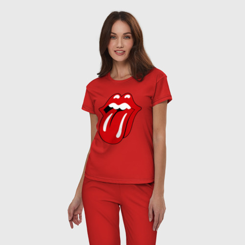 Женская пижама хлопок Rolling Stones язык, цвет красный - фото 3