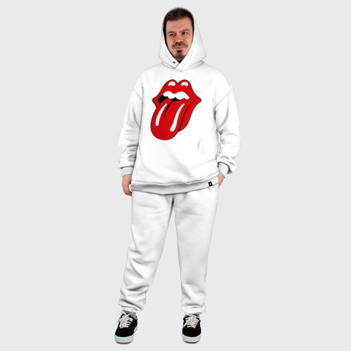 Мужской костюм oversize хлопок Rolling Stones язык, цвет белый - фото 8