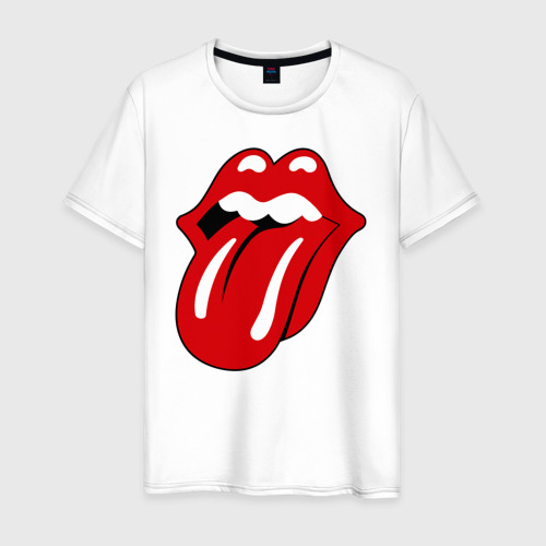 Мужская футболка хлопок Rolling Stones язык, цвет белый