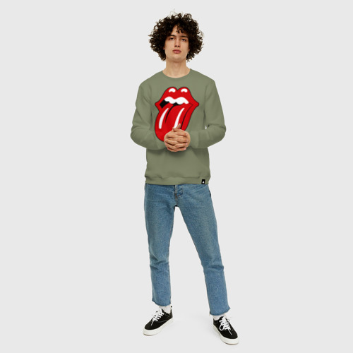 Мужской свитшот хлопок Rolling Stones язык, цвет авокадо - фото 5