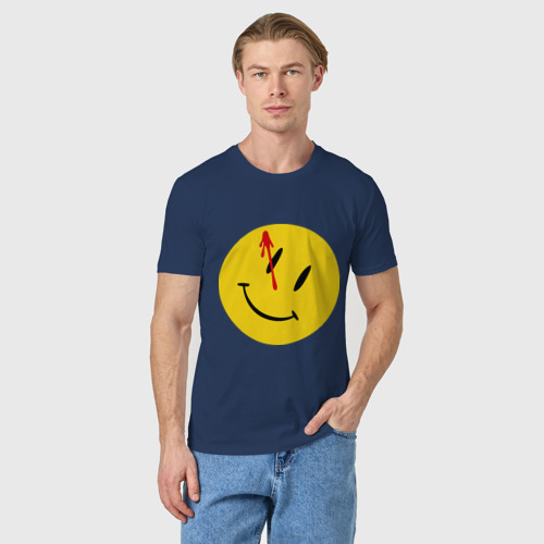 Мужская футболка хлопок Хранители - смайл с кровью, цвет темно-синий - фото 3