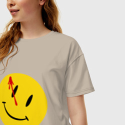 Женская футболка хлопок Oversize Хранители - смайл с кровью - фото 2