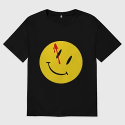 Мужская футболка хлопок Oversize Хранители - смайл с кровью