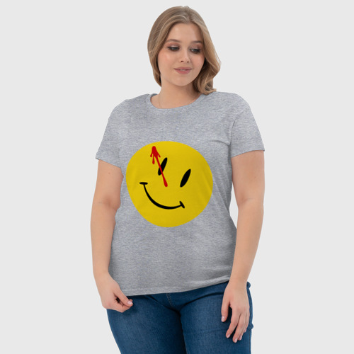 Женская футболка хлопок Хранители - смайл с кровью, цвет меланж - фото 6