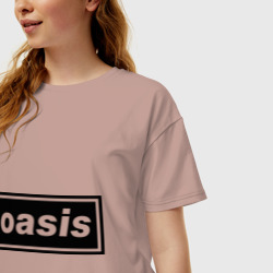 Женская футболка хлопок Oversize Oasis логотип - фото 2