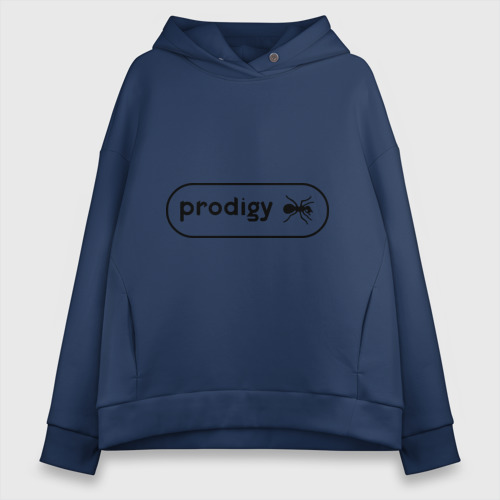 Женское худи Oversize хлопок Prodigy лого с муравьем, цвет темно-синий