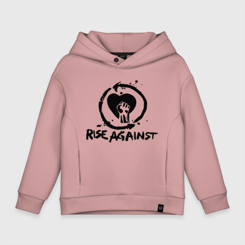 Детское худи Oversize хлопок Rise Against, цвет пыльно-розовый