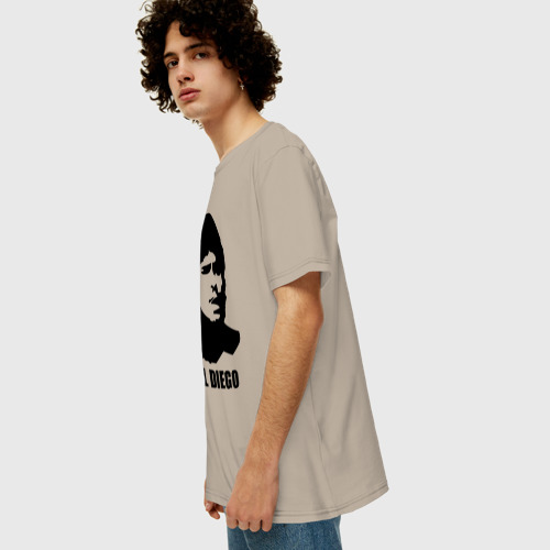 Мужская футболка хлопок Oversize Диего Марадона, цвет миндальный - фото 5