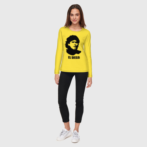 Женский лонгслив хлопок Диего Марадона, цвет желтый - фото 5