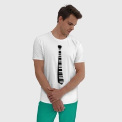 Мужская пижама с белой футболкой хлопок Галстук - фото 2