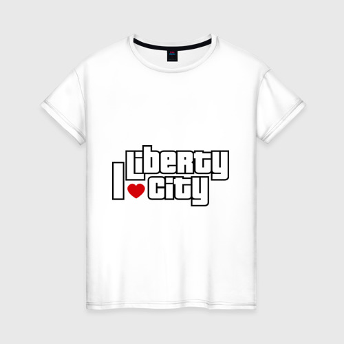 Женская футболка хлопок GTA I love Liberty city, цвет белый