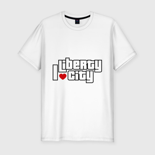 Мужская футболка хлопок Slim GTA I love Liberty city, цвет белый