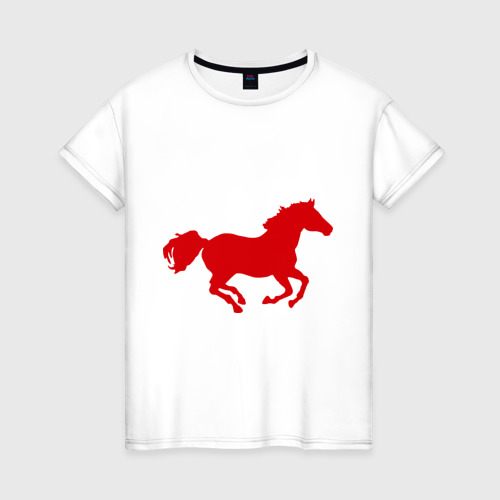 Женская футболка хлопок Лошадь (3), цвет белый