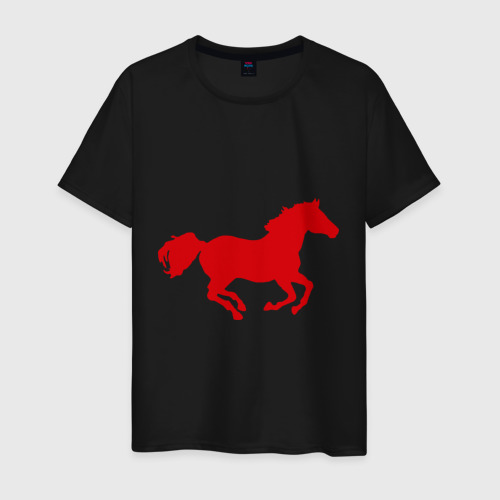 Мужская футболка хлопок Лошадь (3), цвет черный