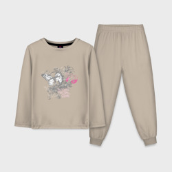 Детская пижама с лонгсливом хлопок Бабочка и цветы