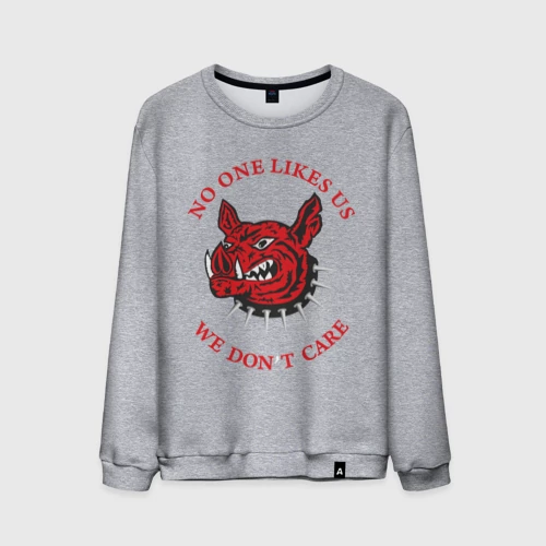 Мужской свитшот хлопок с принтом ФК красные кабаны - никто не любит нас, вид спереди #2