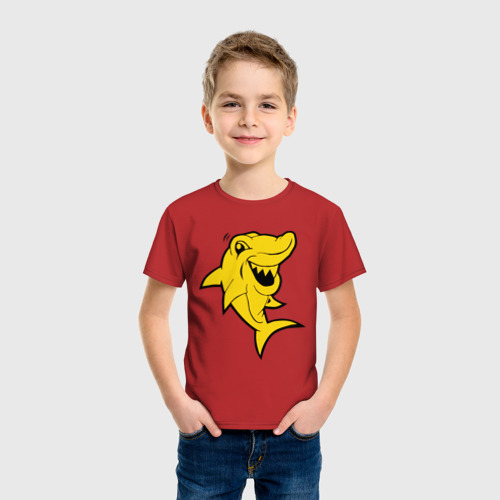 Детская футболка хлопок Веселая акула, цвет красный - фото 3