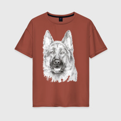 Женская футболка хлопок Oversize Собака Овчарка