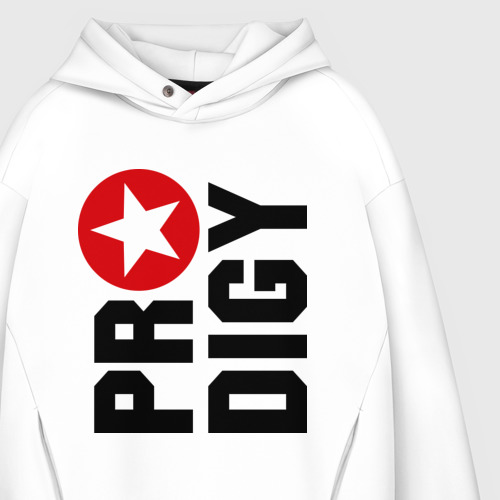 Мужское худи Oversize хлопок Prodigy лого со звездой, цвет белый - фото 4