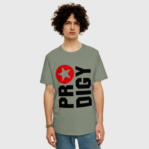 Мужская футболка хлопок Oversize Prodigy лого со звездой, цвет авокадо - фото 3