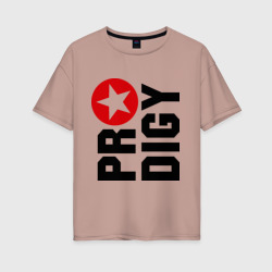Женская футболка хлопок Oversize Prodigy лого со звездой