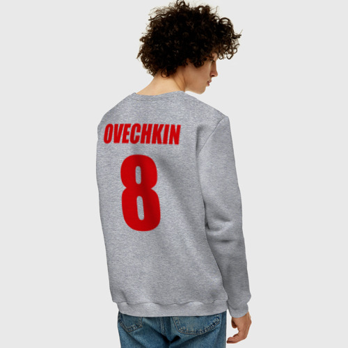 Мужской свитшот хлопок Washington Capitals Ovechkin 8, цвет меланж - фото 4