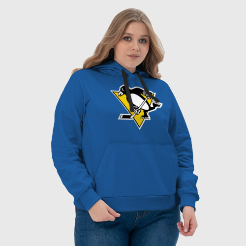 Женская толстовка хлопок Pittsburgh Penguins Malkin 71, цвет синий - фото 6