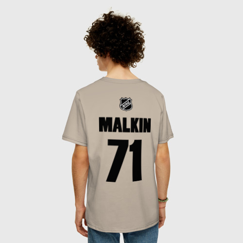 Мужская футболка хлопок Oversize Pittsburgh Penguins Malkin 71, цвет миндальный - фото 4