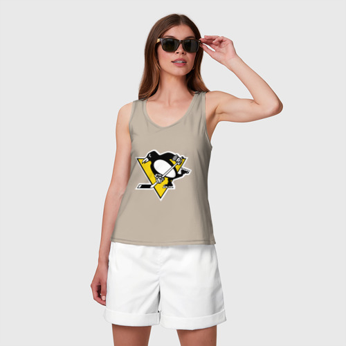 Женская майка хлопок Pittsburgh Penguins Malkin 71, цвет миндальный - фото 3